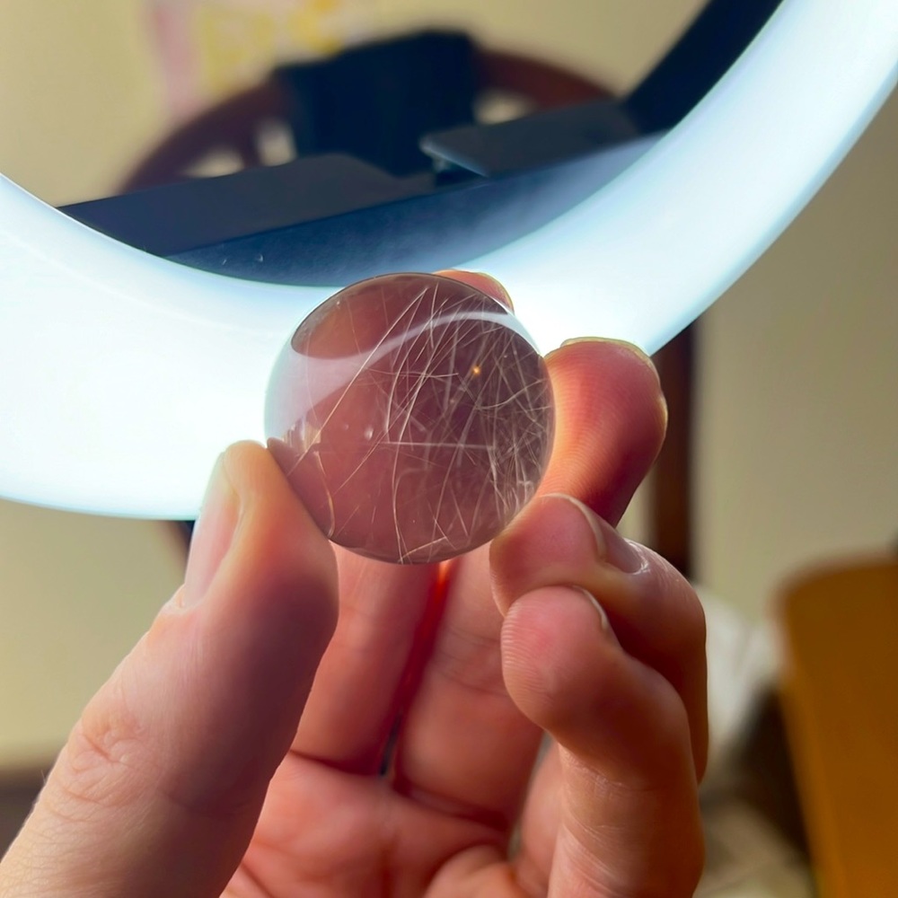 Rutile in Quartz Crystal Sphere